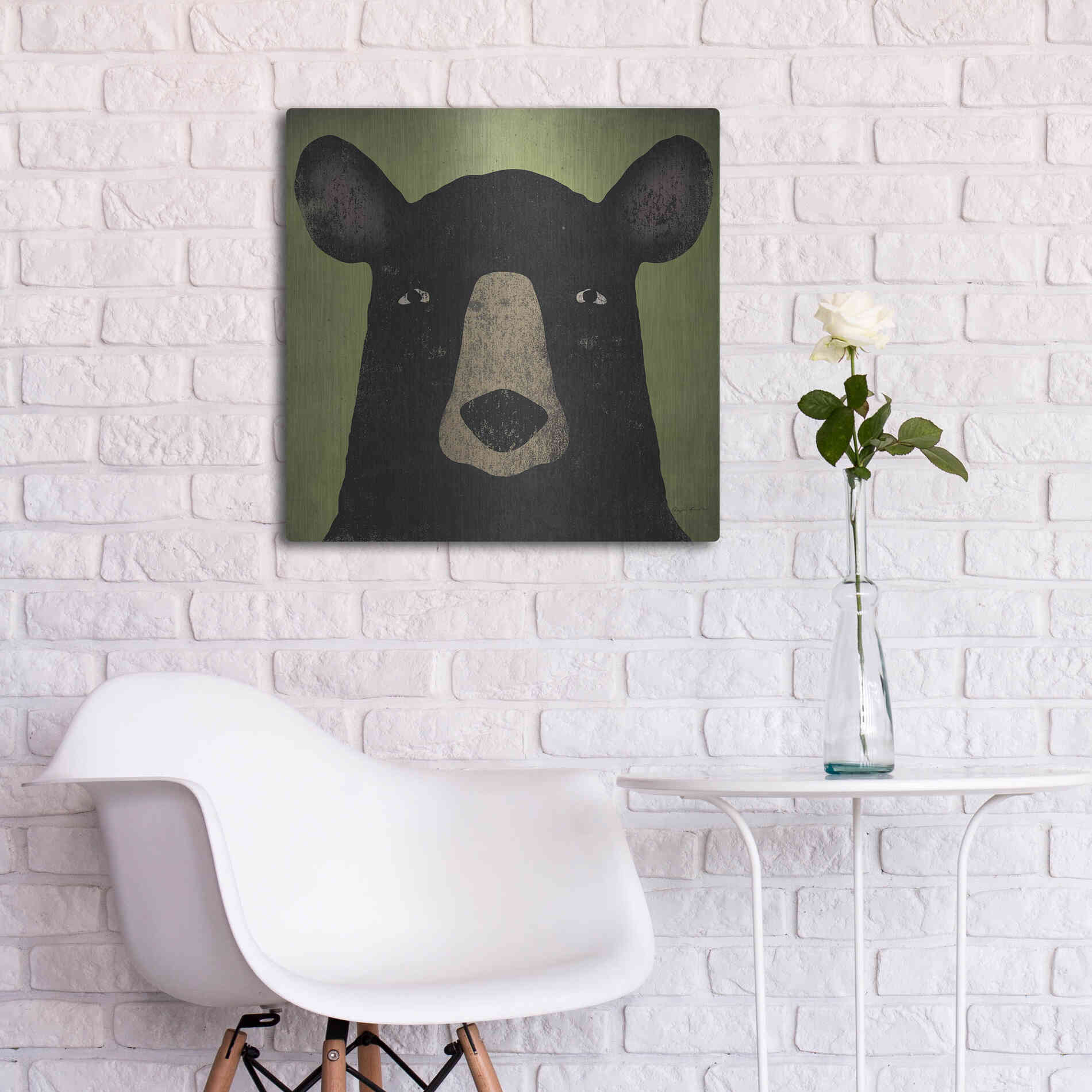 Luxe Metal Art 'The Black Bear' by Ryan Fowler, Metal Wall Art,24x24