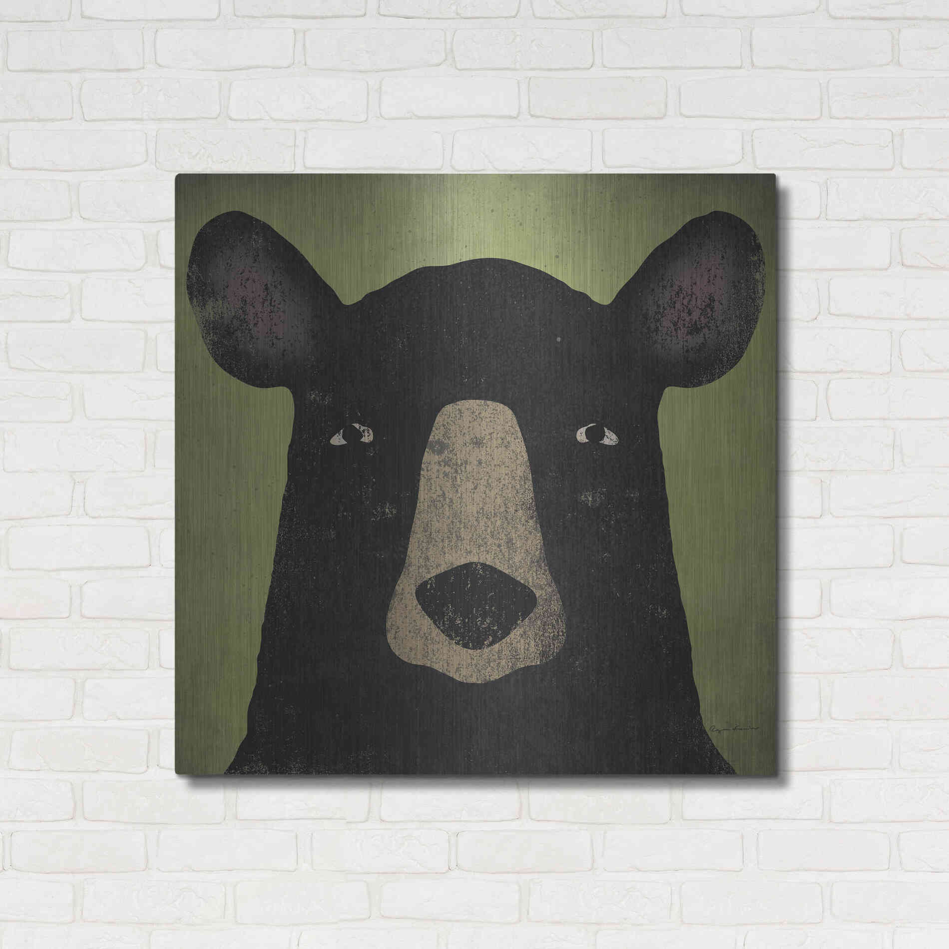 Luxe Metal Art 'The Black Bear' by Ryan Fowler, Metal Wall Art,36x36