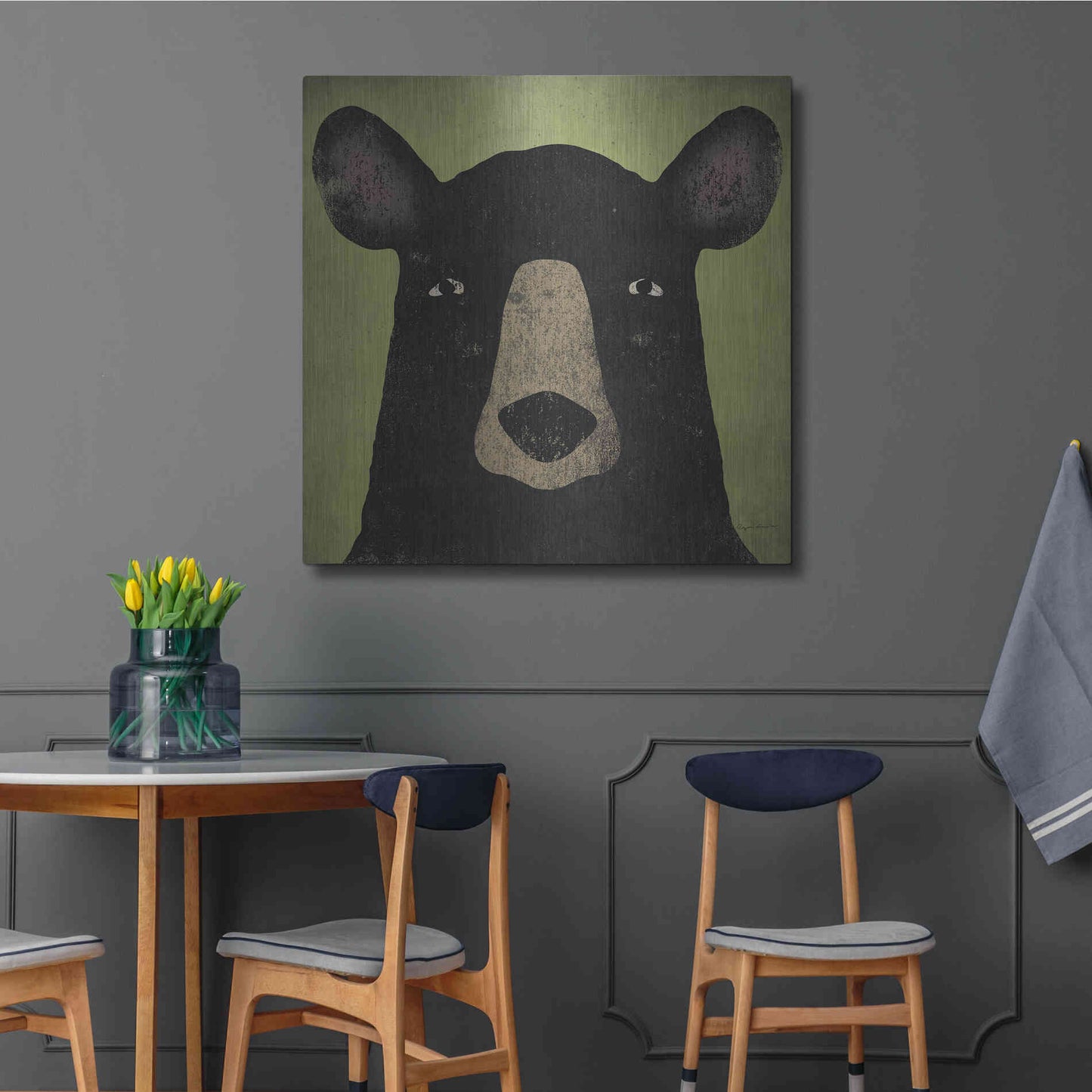 Luxe Metal Art 'The Black Bear' by Ryan Fowler, Metal Wall Art,36x36