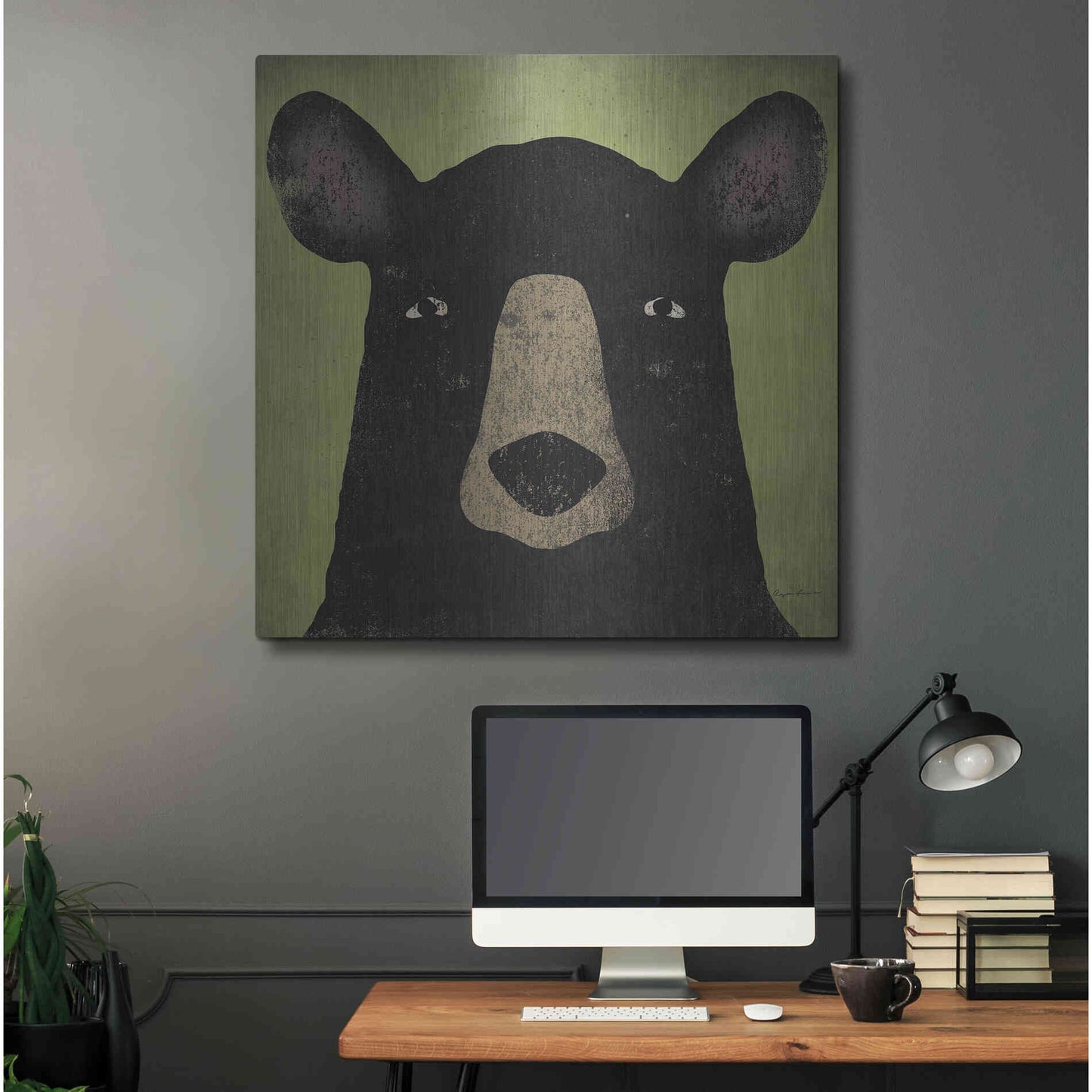 Luxe Metal Art 'The Black Bear' by Ryan Fowler, Metal Wall Art,36x36
