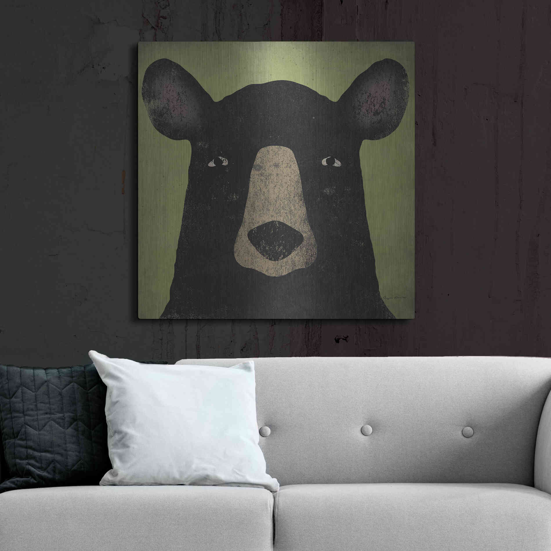 Luxe Metal Art 'The Black Bear' by Ryan Fowler, Metal Wall Art,36x36