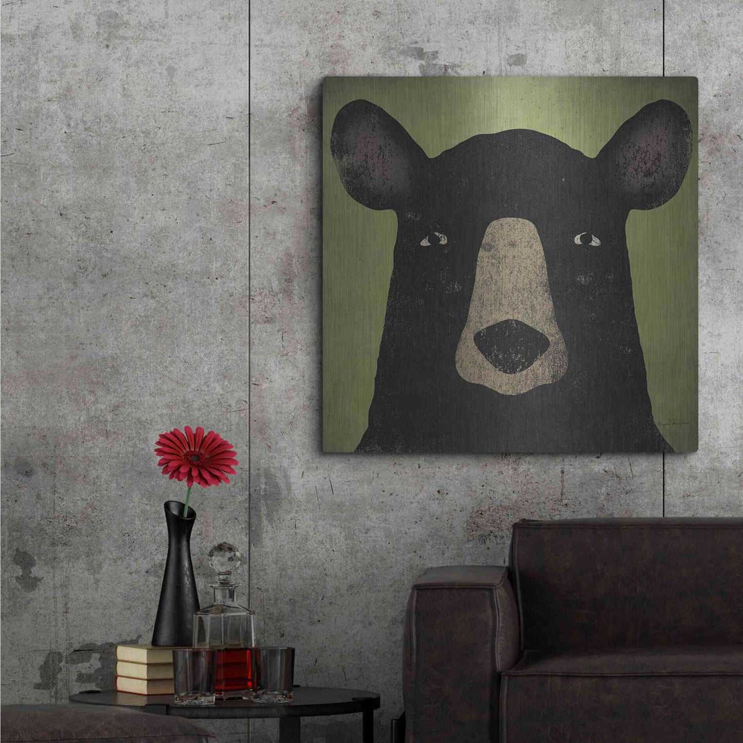 Luxe Metal Art 'The Black Bear' by Ryan Fowler, Metal Wall Art,36x36