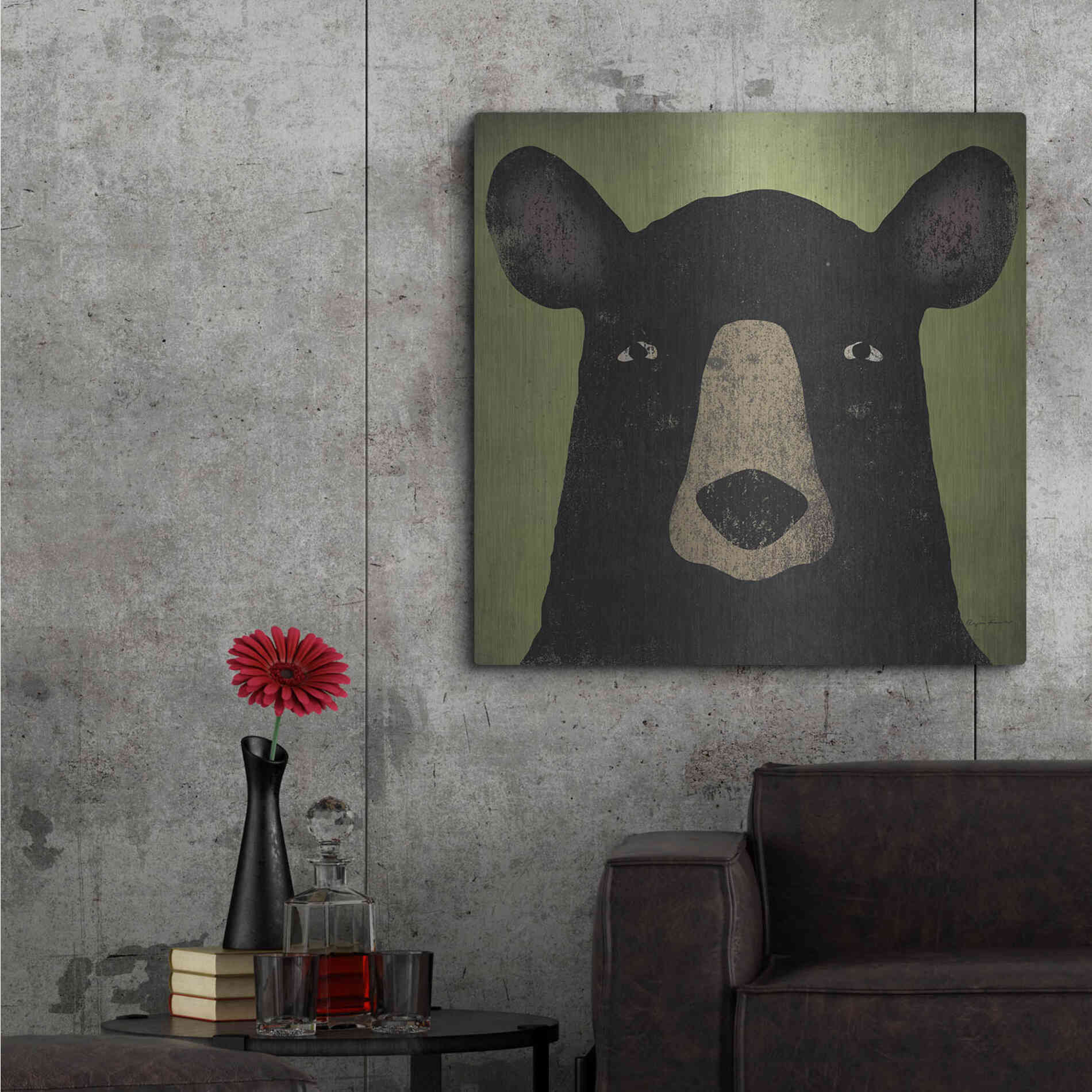 Luxe Metal Art 'The Black Bear' by Ryan Fowler, Metal Wall Art,36x36