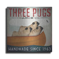 Luxe Metal Art 'Three Pugs In A Canoe' by Ryan Fowler, Metal Wall Art
