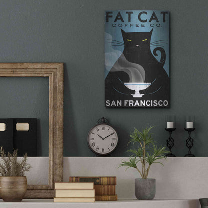 Luxe Metal Art 'Cat Coffee' by Ryan Fowler, Metal Wall Art,12x16