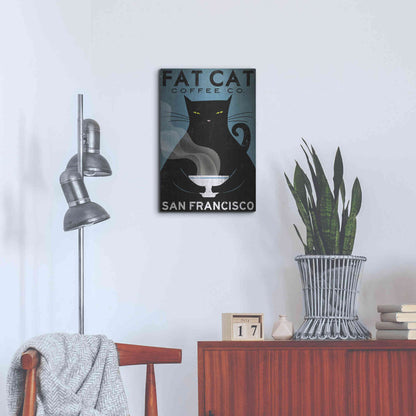 Luxe Metal Art 'Cat Coffee' by Ryan Fowler, Metal Wall Art,16x24