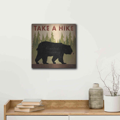 Luxe Metal Art 'Take A Hike Black Bear' by Ryan Fowler, Metal Wall Art,12x12