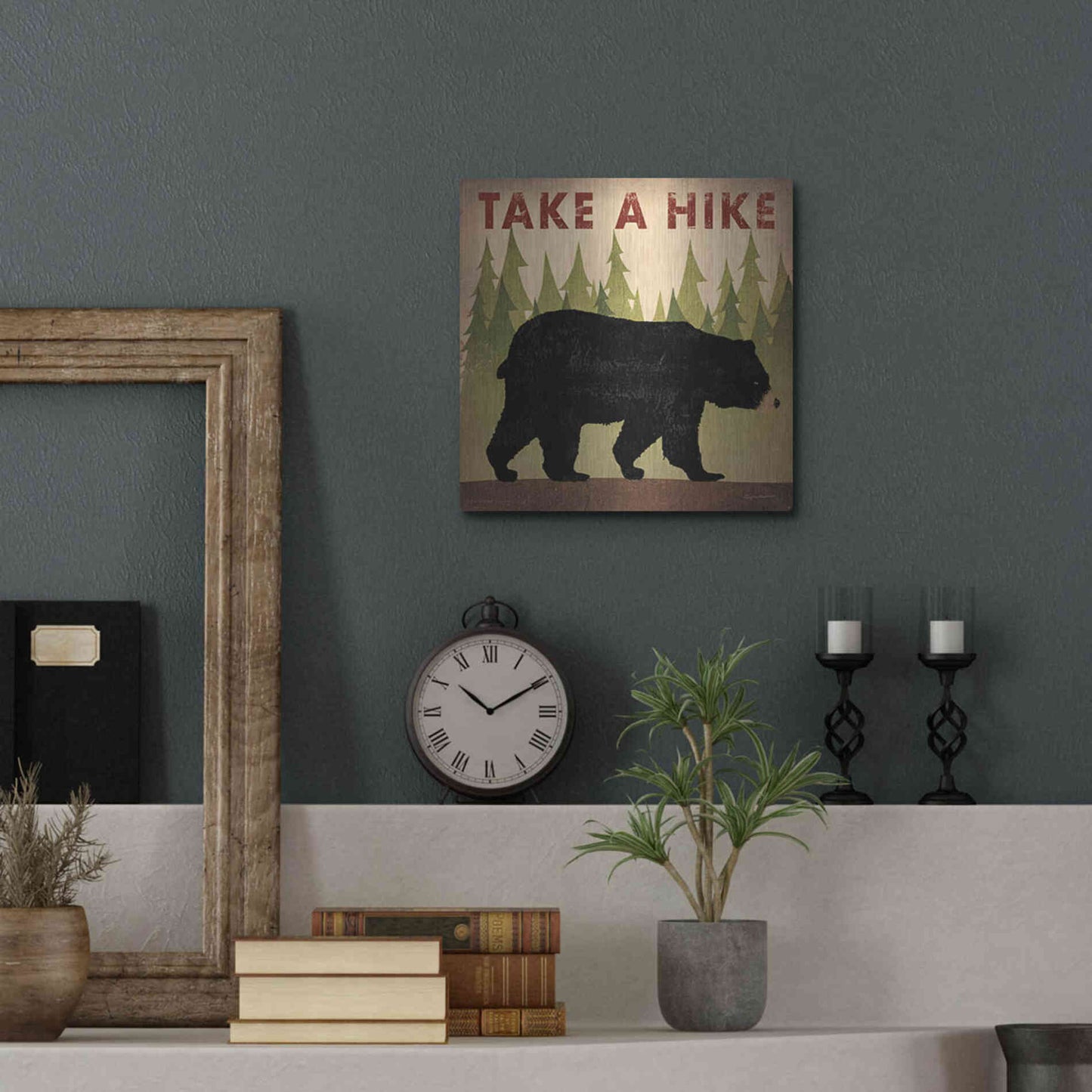 Luxe Metal Art 'Take A Hike Black Bear' by Ryan Fowler, Metal Wall Art,12x12