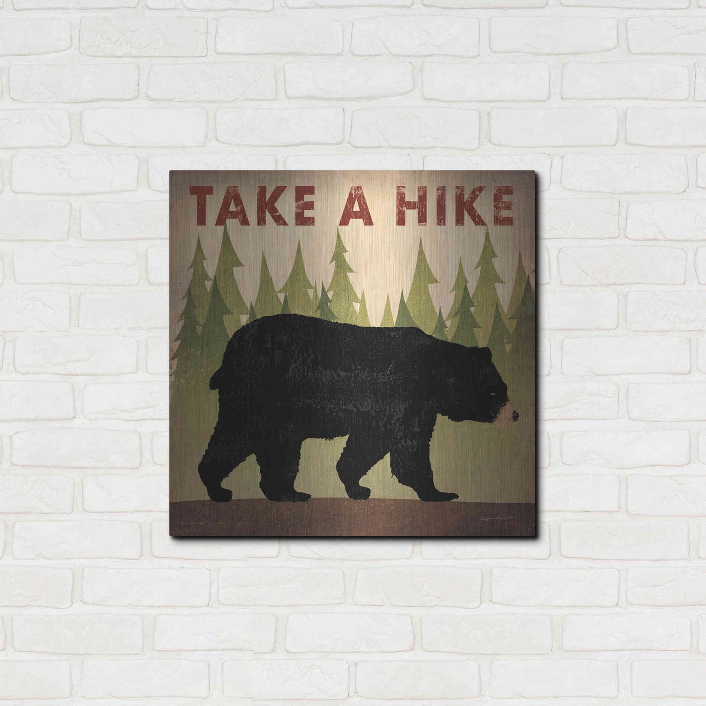Luxe Metal Art 'Take A Hike Black Bear' by Ryan Fowler, Metal Wall Art,24x24
