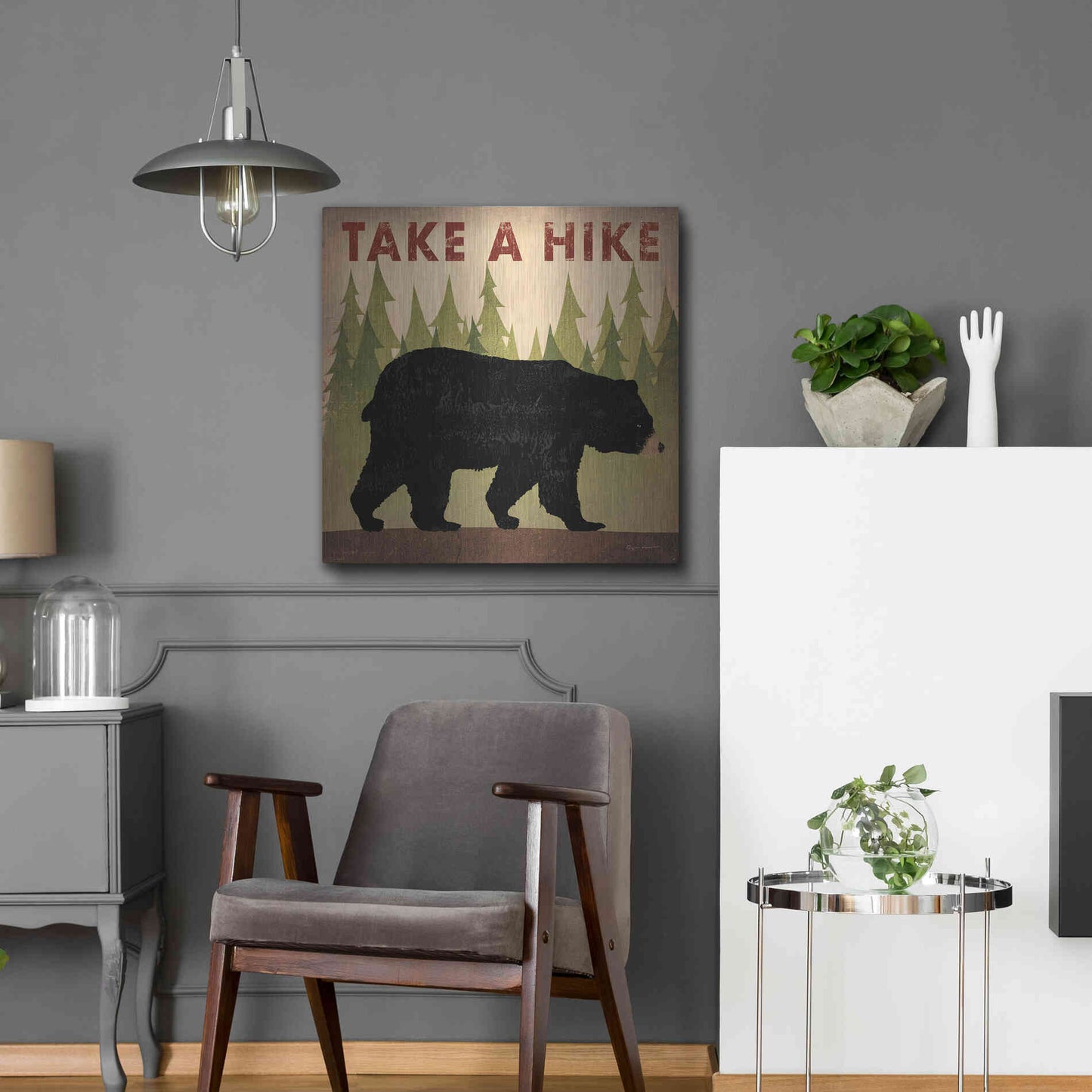 Luxe Metal Art 'Take A Hike Black Bear' by Ryan Fowler, Metal Wall Art,24x24
