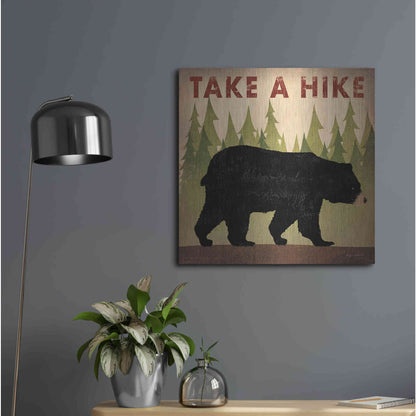 Luxe Metal Art 'Take A Hike Black Bear' by Ryan Fowler, Metal Wall Art,24x24