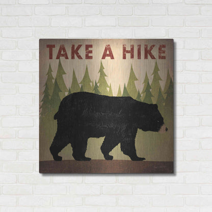 Luxe Metal Art 'Take A Hike Black Bear' by Ryan Fowler, Metal Wall Art,36x36