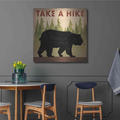 Luxe Metal Art 'Take A Hike Black Bear' by Ryan Fowler, Metal Wall Art,36x36