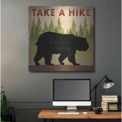 Luxe Metal Art 'Take A Hike Black Bear' by Ryan Fowler, Metal Wall Art,36x36