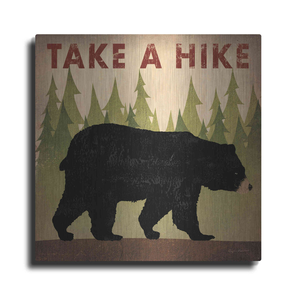 Luxe Metal Art 'Take A Hike Black Bear' by Ryan Fowler, Metal Wall Art