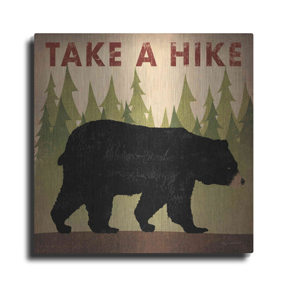 Luxe Metal Art 'Take A Hike Black Bear' by Ryan Fowler, Metal Wall Art