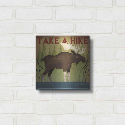Luxe Metal Art 'Take A Hike Moose' by Ryan Fowler, Metal Wall Art,12x12