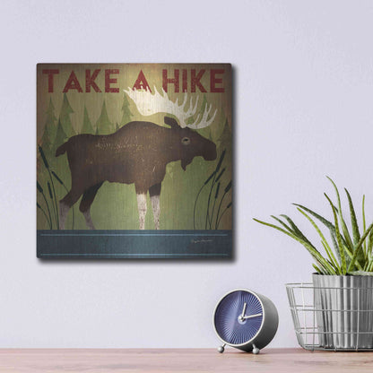 Luxe Metal Art 'Take A Hike Moose' by Ryan Fowler, Metal Wall Art,12x12