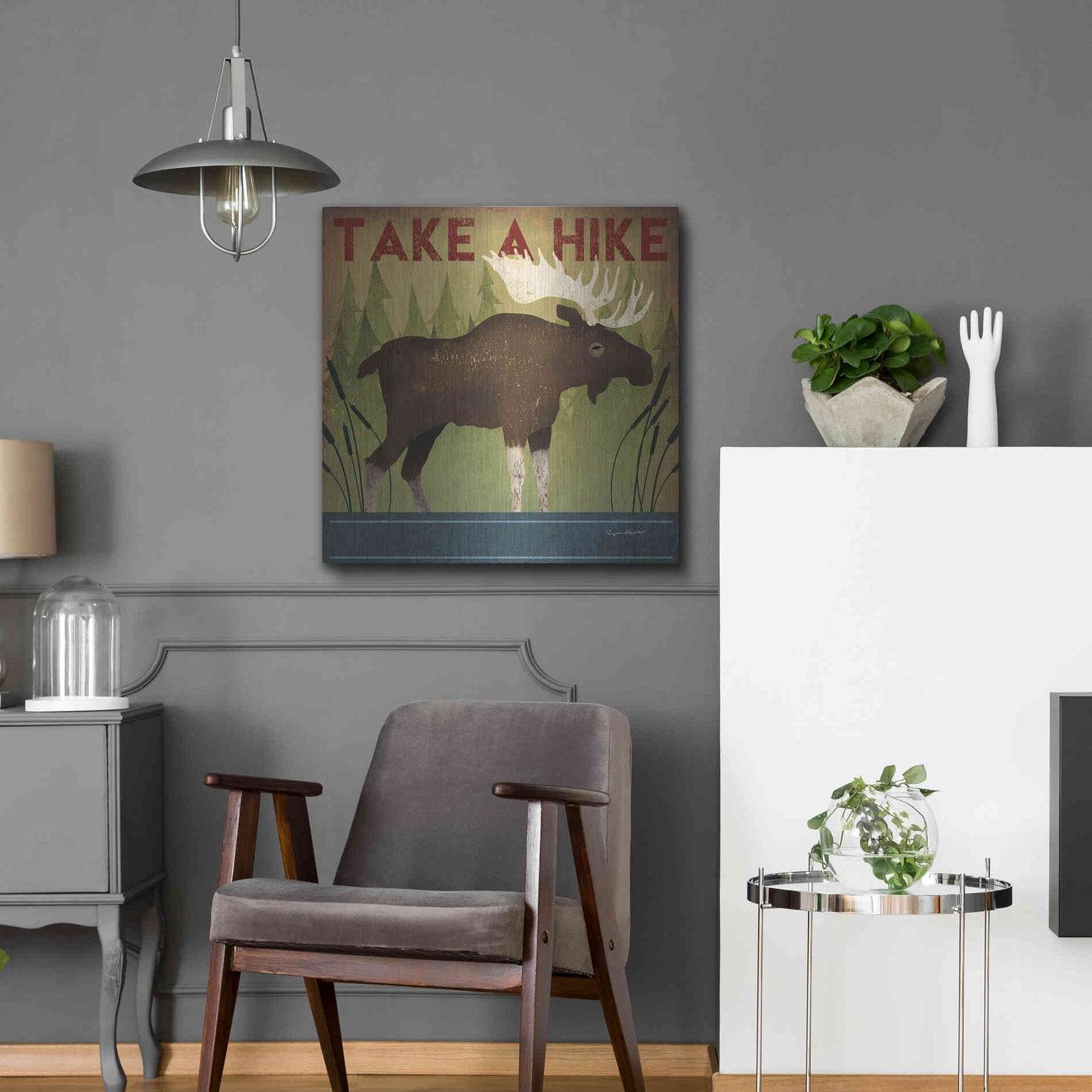 Luxe Metal Art 'Take A Hike Moose' by Ryan Fowler, Metal Wall Art,24x24