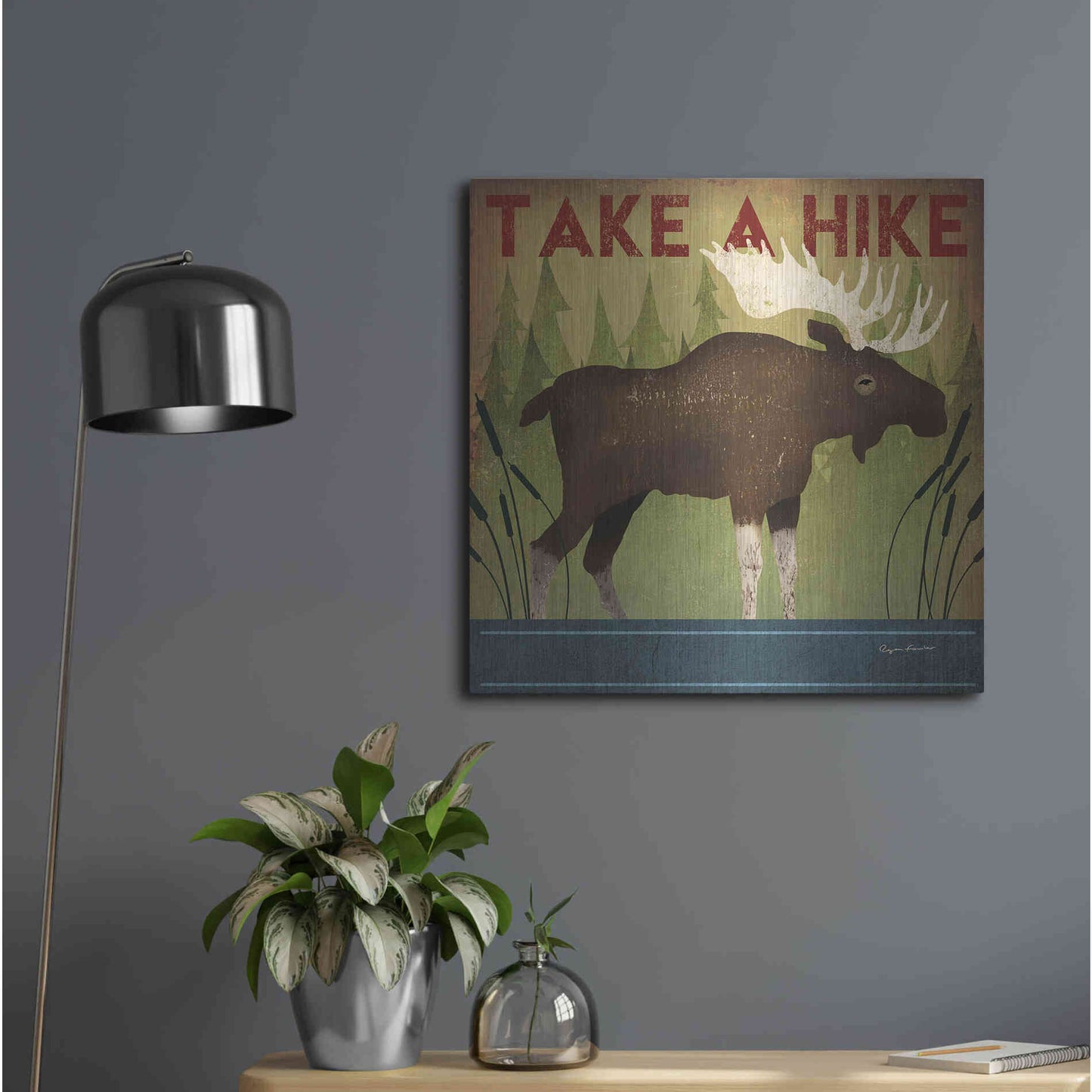 Luxe Metal Art 'Take A Hike Moose' by Ryan Fowler, Metal Wall Art,24x24