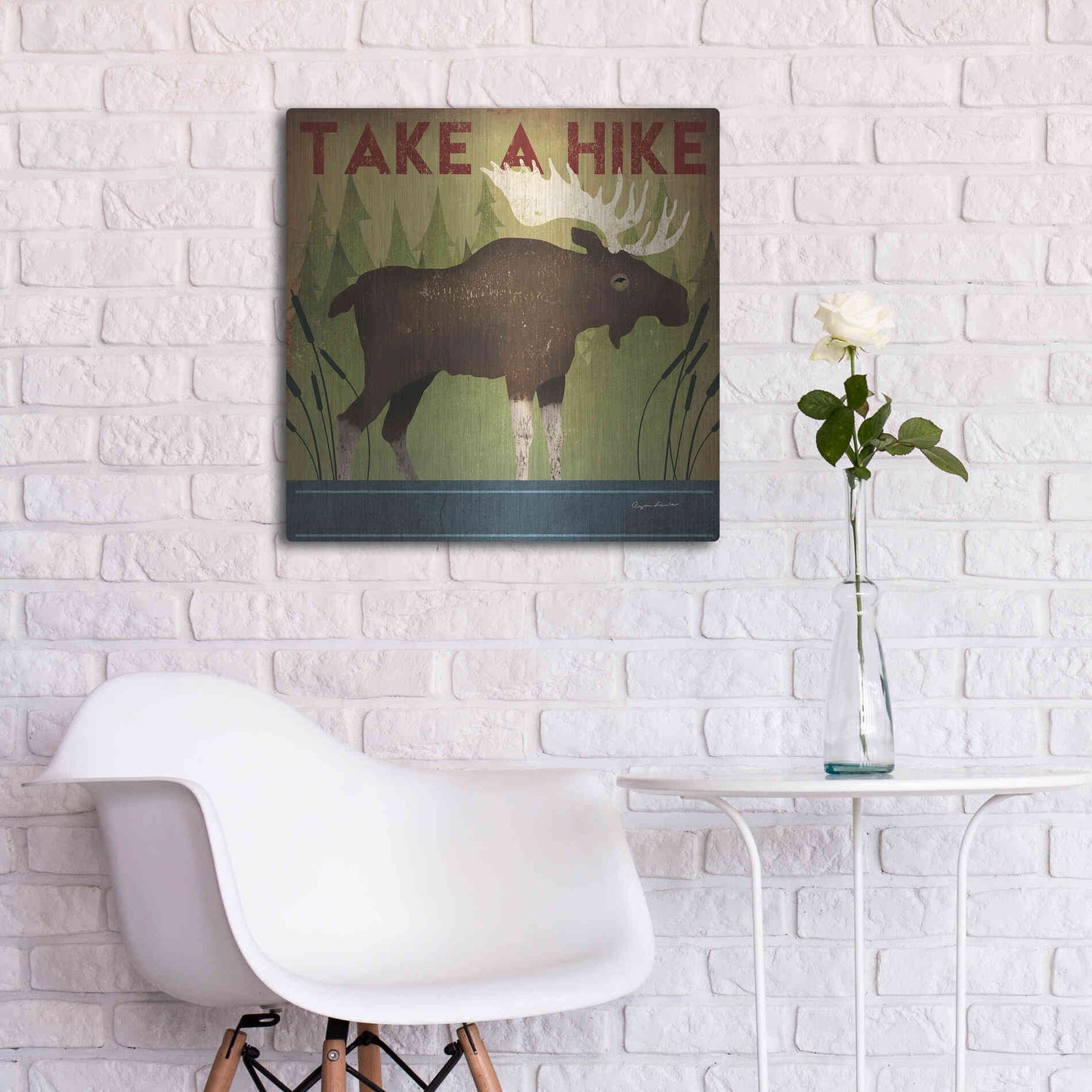 Luxe Metal Art 'Take A Hike Moose' by Ryan Fowler, Metal Wall Art,24x24
