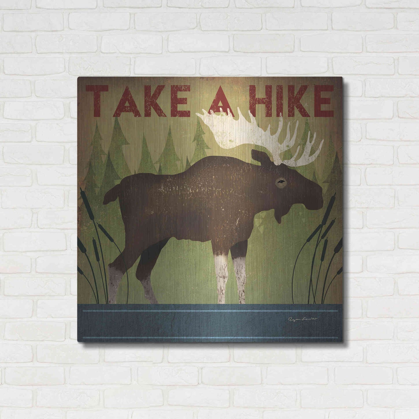 Luxe Metal Art 'Take A Hike Moose' by Ryan Fowler, Metal Wall Art,36x36