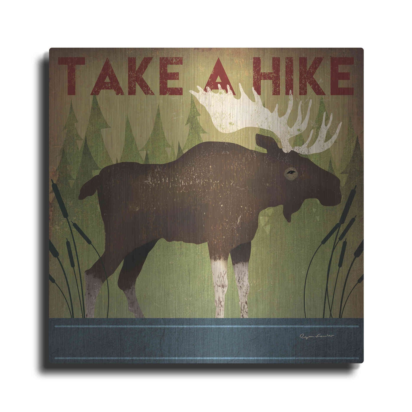 Luxe Metal Art 'Take A Hike Moose' by Ryan Fowler, Metal Wall Art