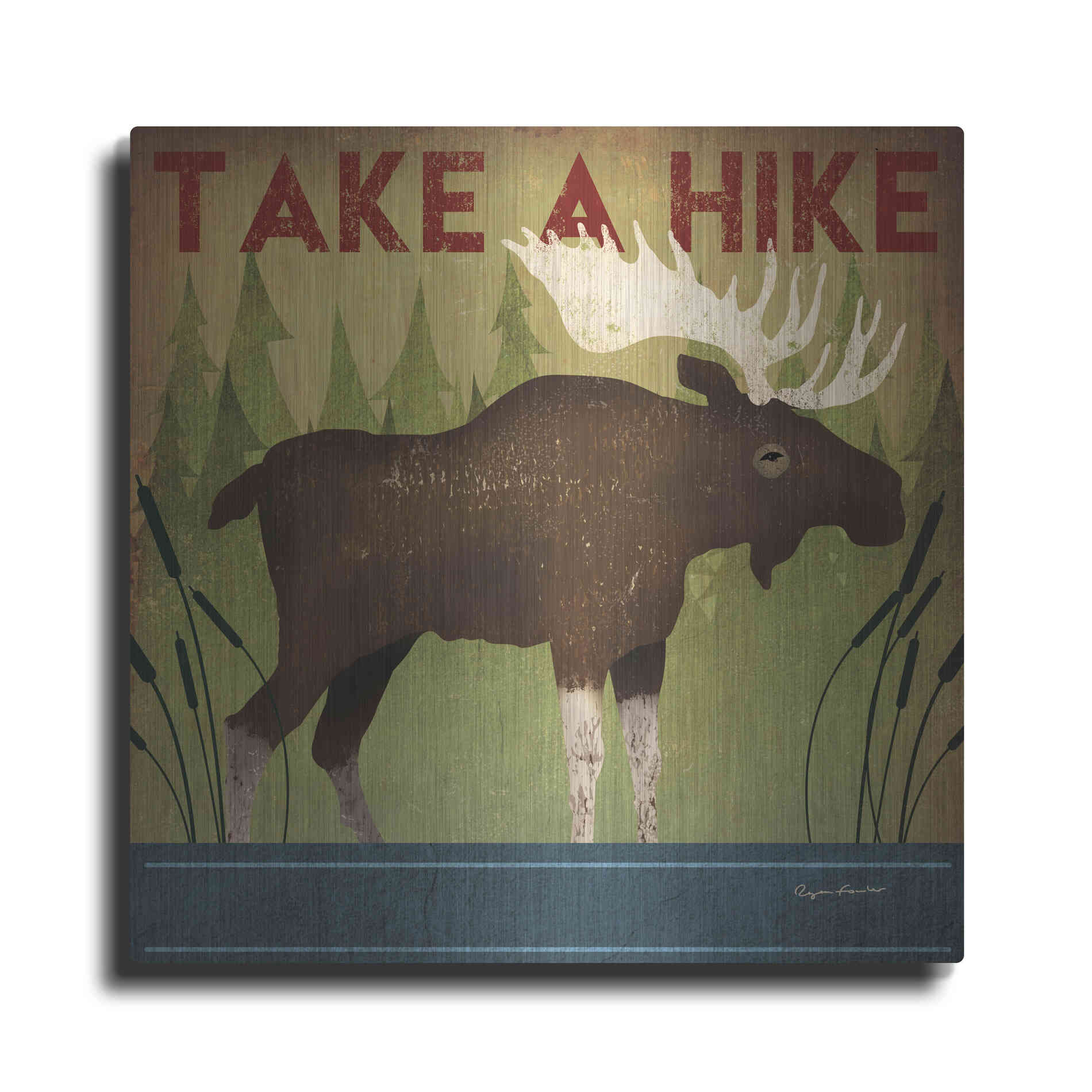 Luxe Metal Art 'Take A Hike Moose' by Ryan Fowler, Metal Wall Art