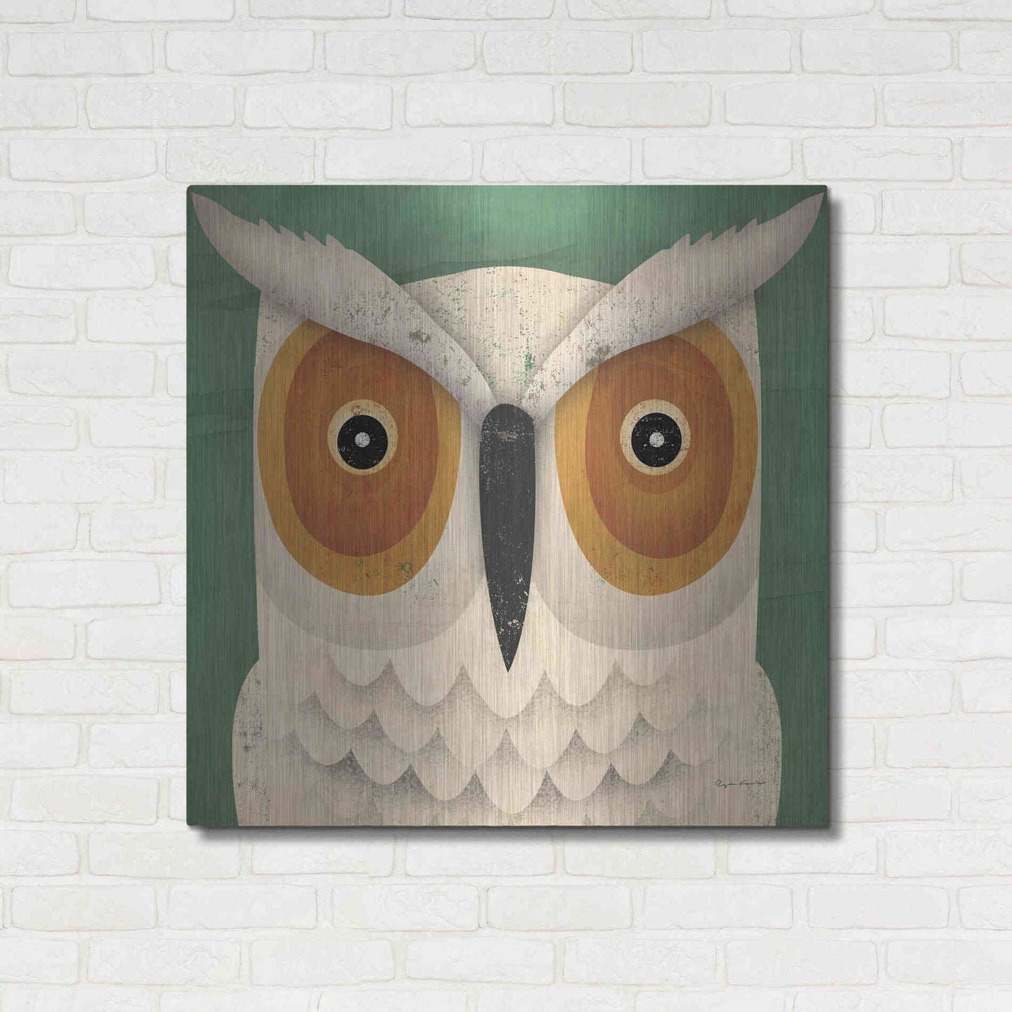 Luxe Metal Art 'White Owl' by Ryan Fowler, Metal Wall Art,36x36
