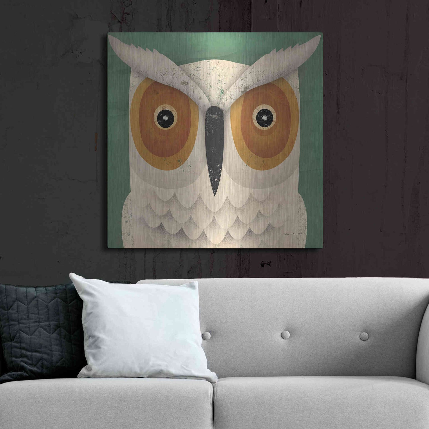 Luxe Metal Art 'White Owl' by Ryan Fowler, Metal Wall Art,36x36