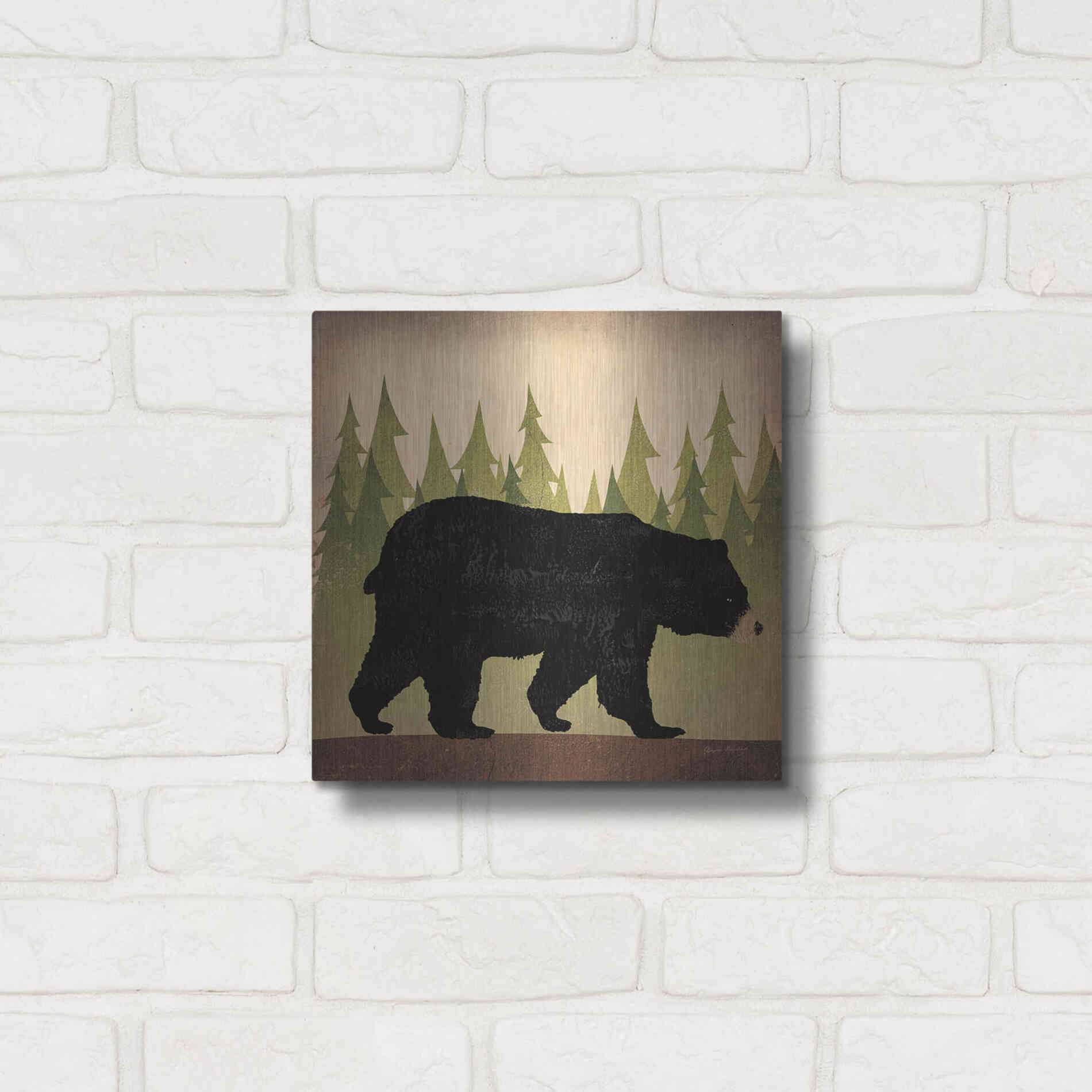 Luxe Metal Art 'Take A Hike Bear No Words' by Ryan Fowler, Metal Wall Art,12x12