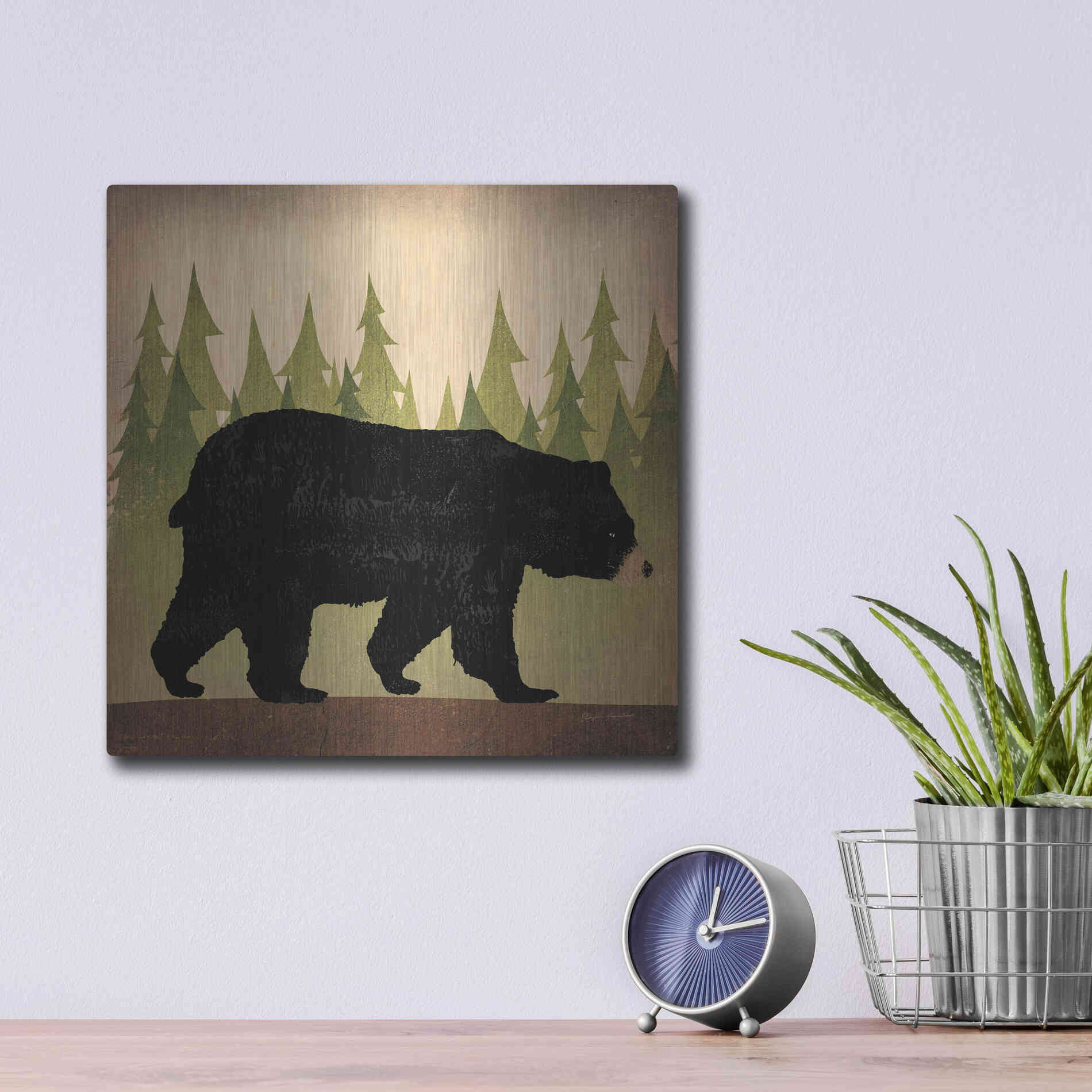 Luxe Metal Art 'Take A Hike Bear No Words' by Ryan Fowler, Metal Wall Art,12x12