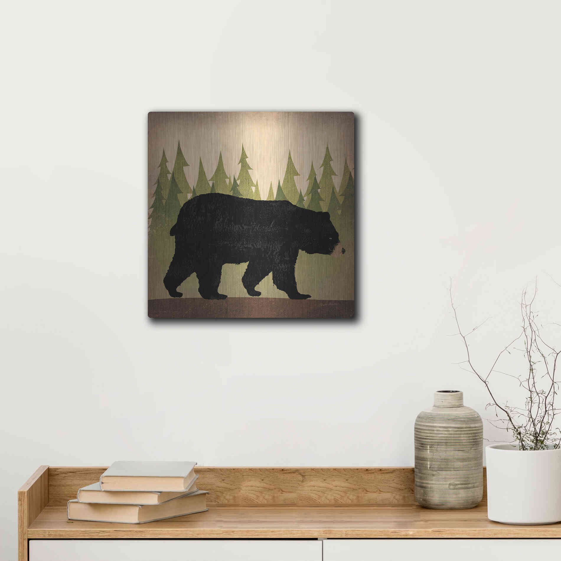 Luxe Metal Art 'Take A Hike Bear No Words' by Ryan Fowler, Metal Wall Art,12x12