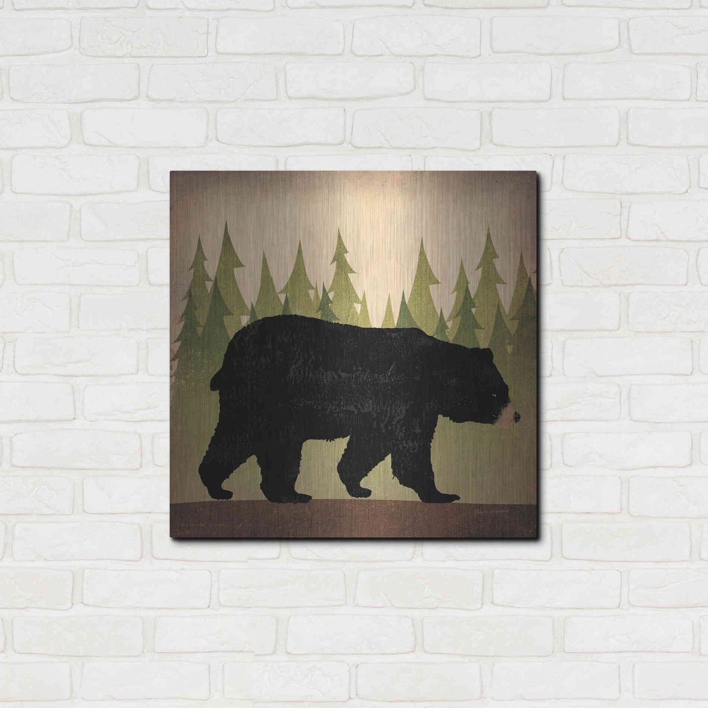 Luxe Metal Art 'Take A Hike Bear No Words' by Ryan Fowler, Metal Wall Art,24x24