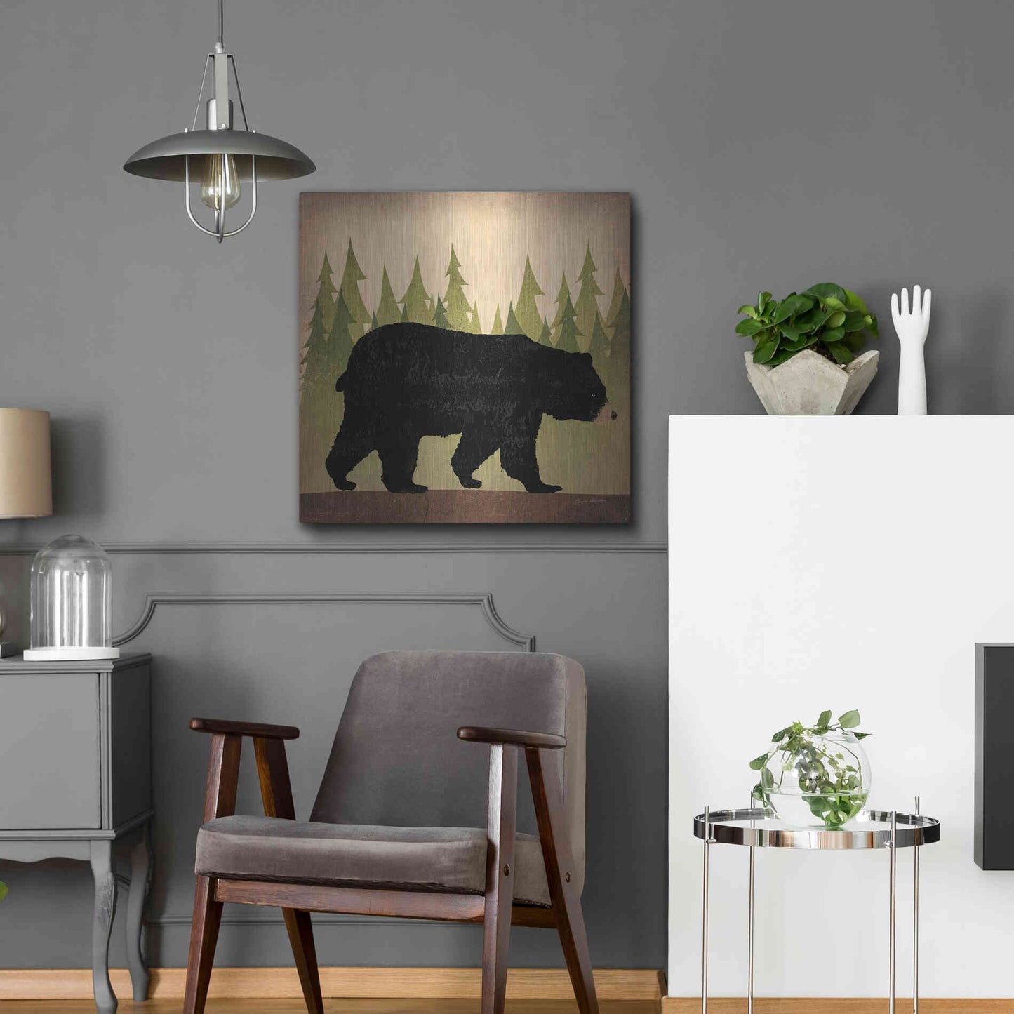 Luxe Metal Art 'Take A Hike Bear No Words' by Ryan Fowler, Metal Wall Art,24x24