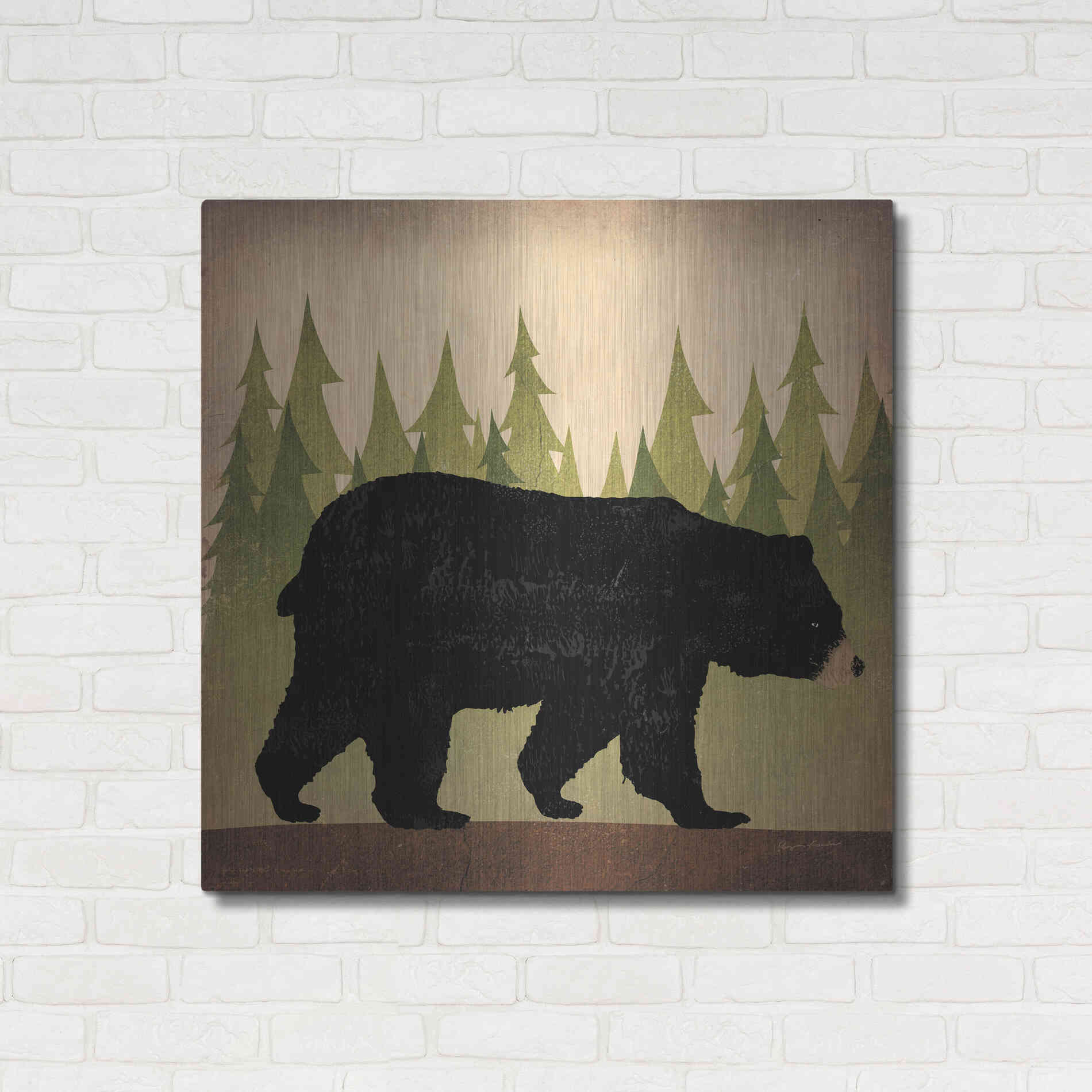 Luxe Metal Art 'Take A Hike Bear No Words' by Ryan Fowler, Metal Wall Art,36x36