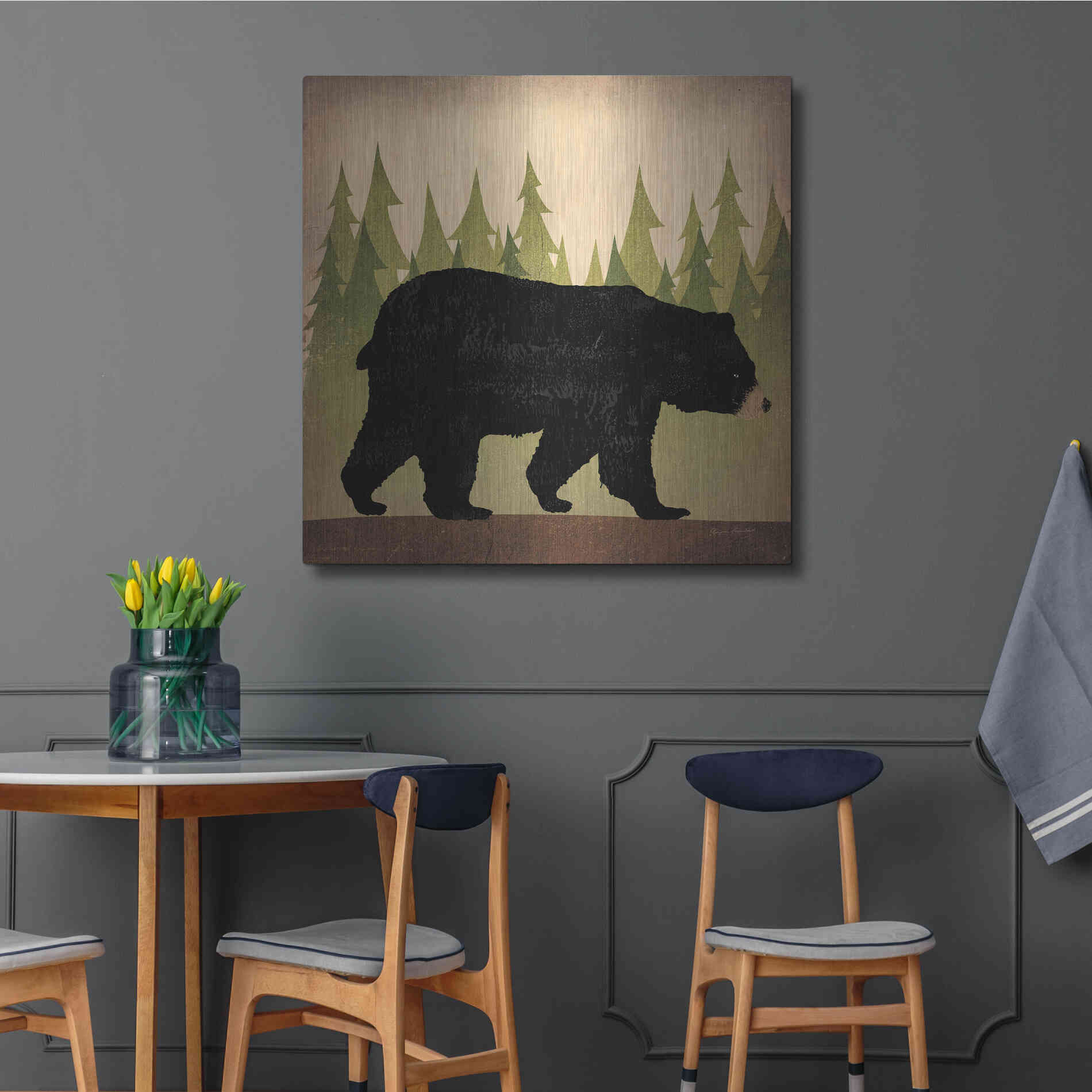 Luxe Metal Art 'Take A Hike Bear No Words' by Ryan Fowler, Metal Wall Art,36x36