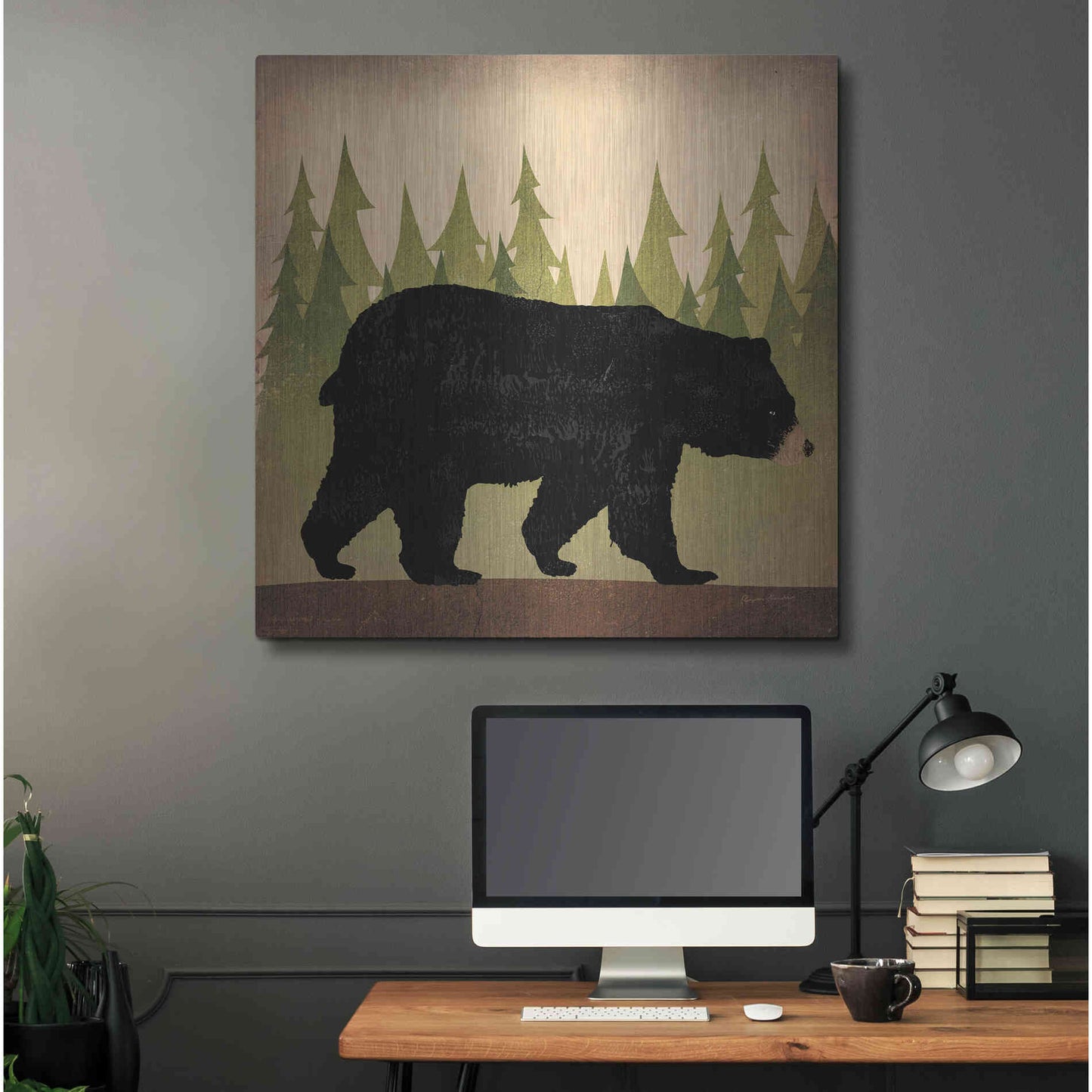 Luxe Metal Art 'Take A Hike Bear No Words' by Ryan Fowler, Metal Wall Art,36x36