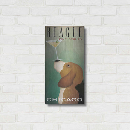 Luxe Metal Art 'Beagle Martini' by Ryan Fowler, Metal Wall Art,12x24