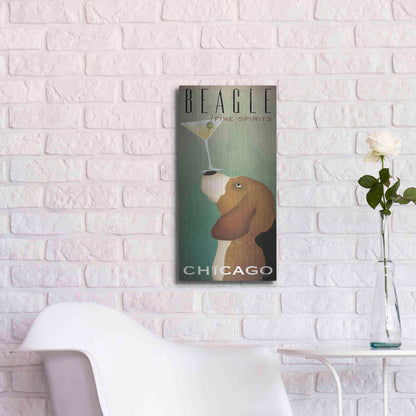 Luxe Metal Art 'Beagle Martini' by Ryan Fowler, Metal Wall Art,12x24