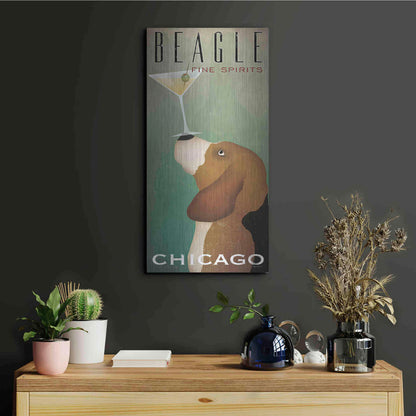 Luxe Metal Art 'Beagle Martini' by Ryan Fowler, Metal Wall Art,12x24