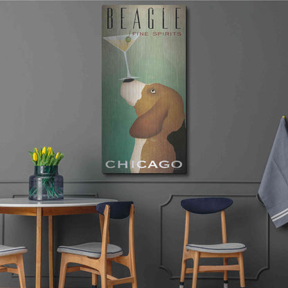 Luxe Metal Art 'Beagle Martini' by Ryan Fowler, Metal Wall Art,24x48