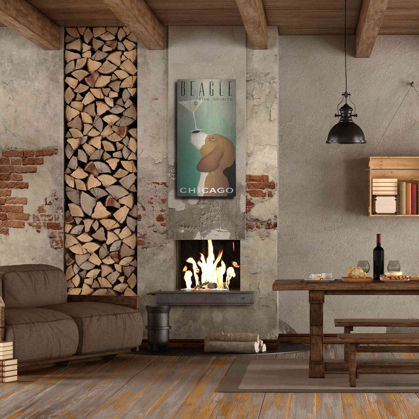 Luxe Metal Art 'Beagle Martini' by Ryan Fowler, Metal Wall Art,24x48