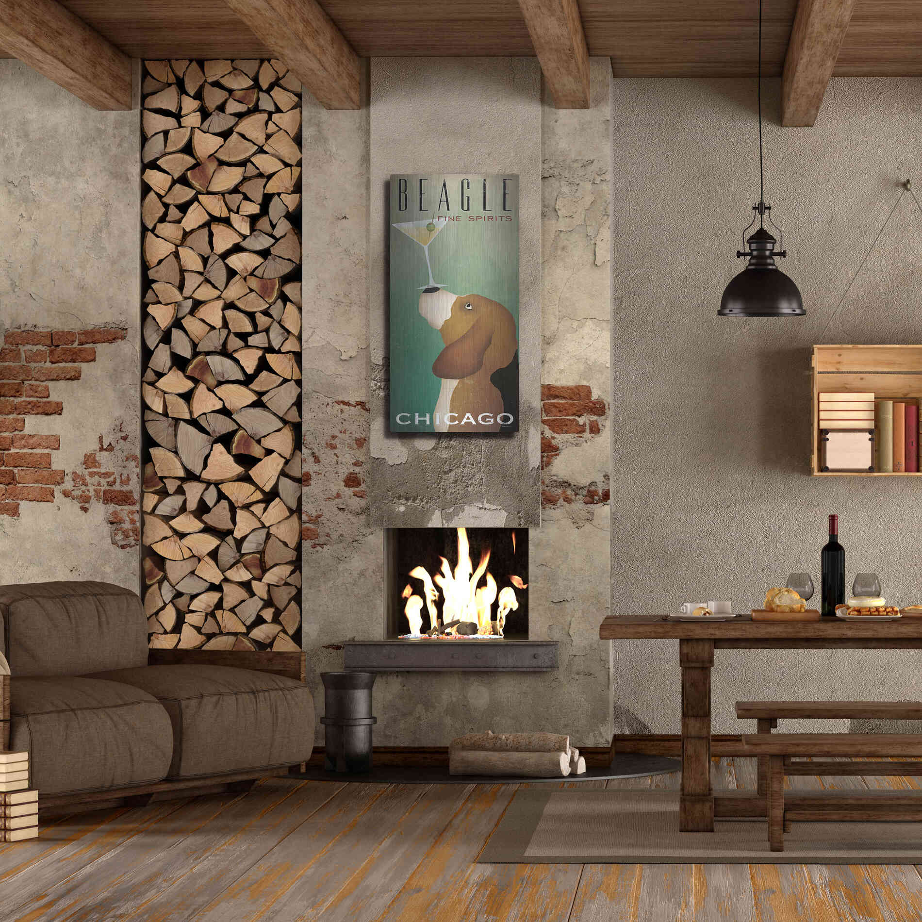 Luxe Metal Art 'Beagle Martini' by Ryan Fowler, Metal Wall Art,24x48