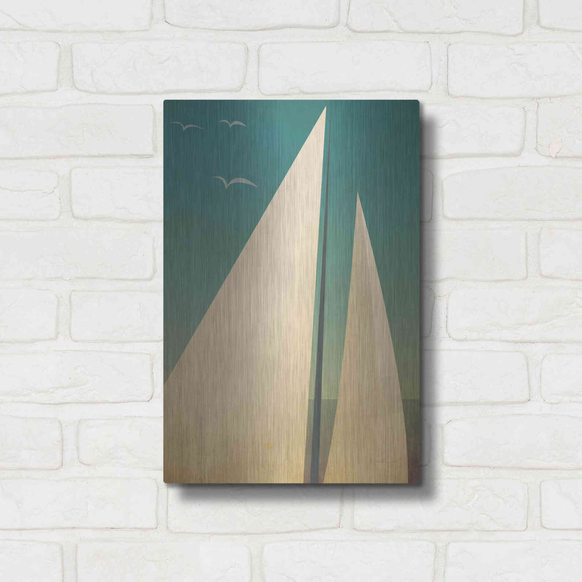 Luxe Metal Art 'Sails I' by Ryan Fowler, Metal Wall Art,12x16