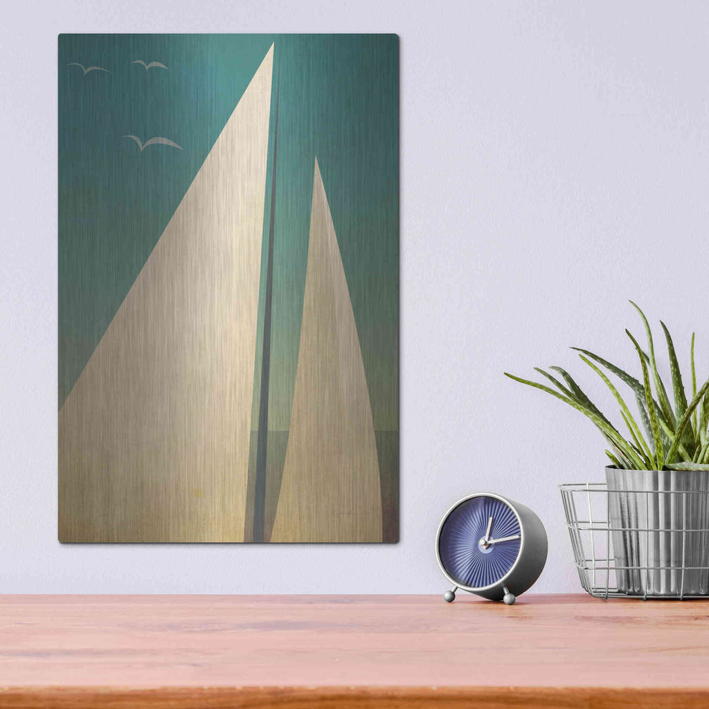 Luxe Metal Art 'Sails I' by Ryan Fowler, Metal Wall Art,12x16