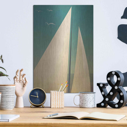 Luxe Metal Art 'Sails I' by Ryan Fowler, Metal Wall Art,12x16