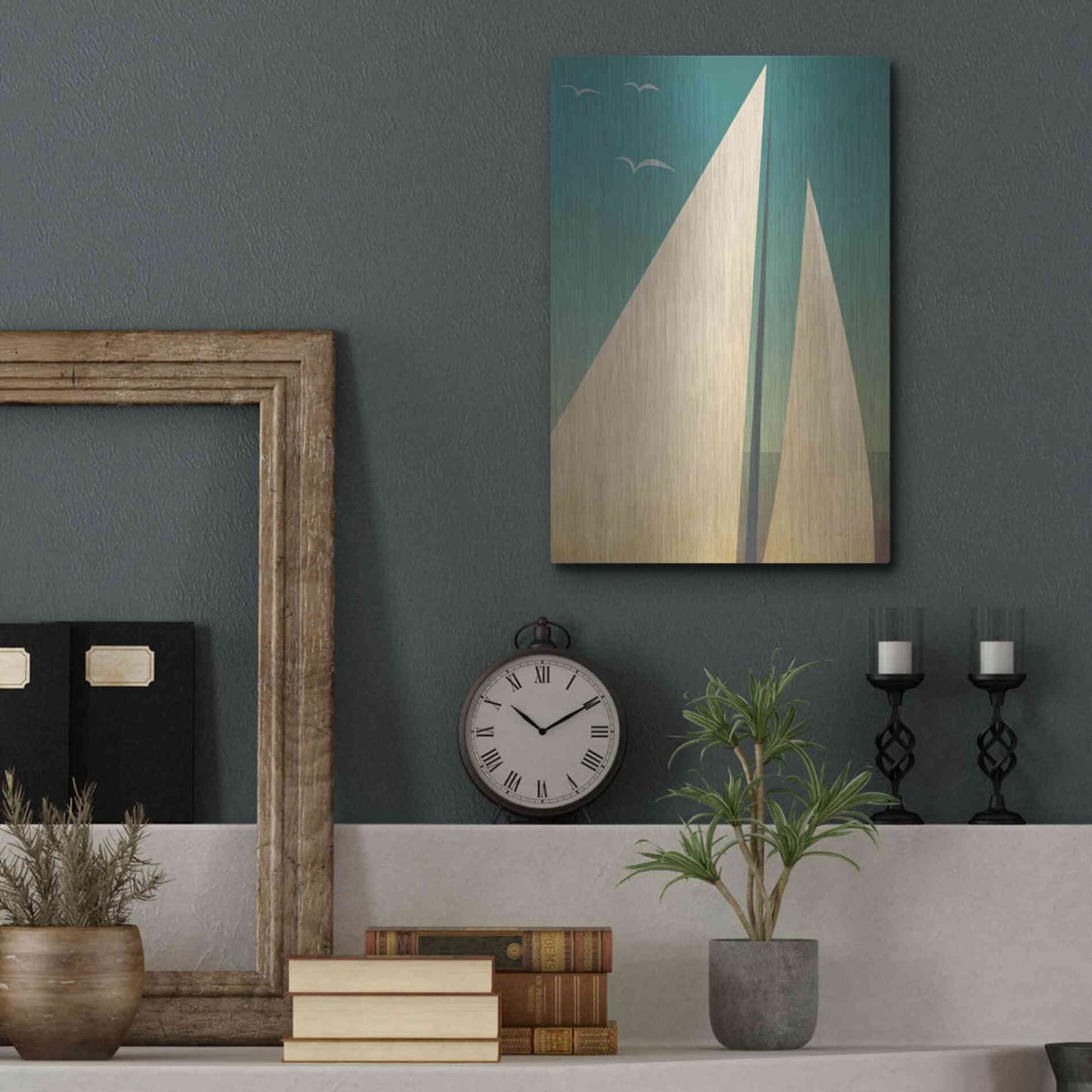 Luxe Metal Art 'Sails I' by Ryan Fowler, Metal Wall Art,12x16