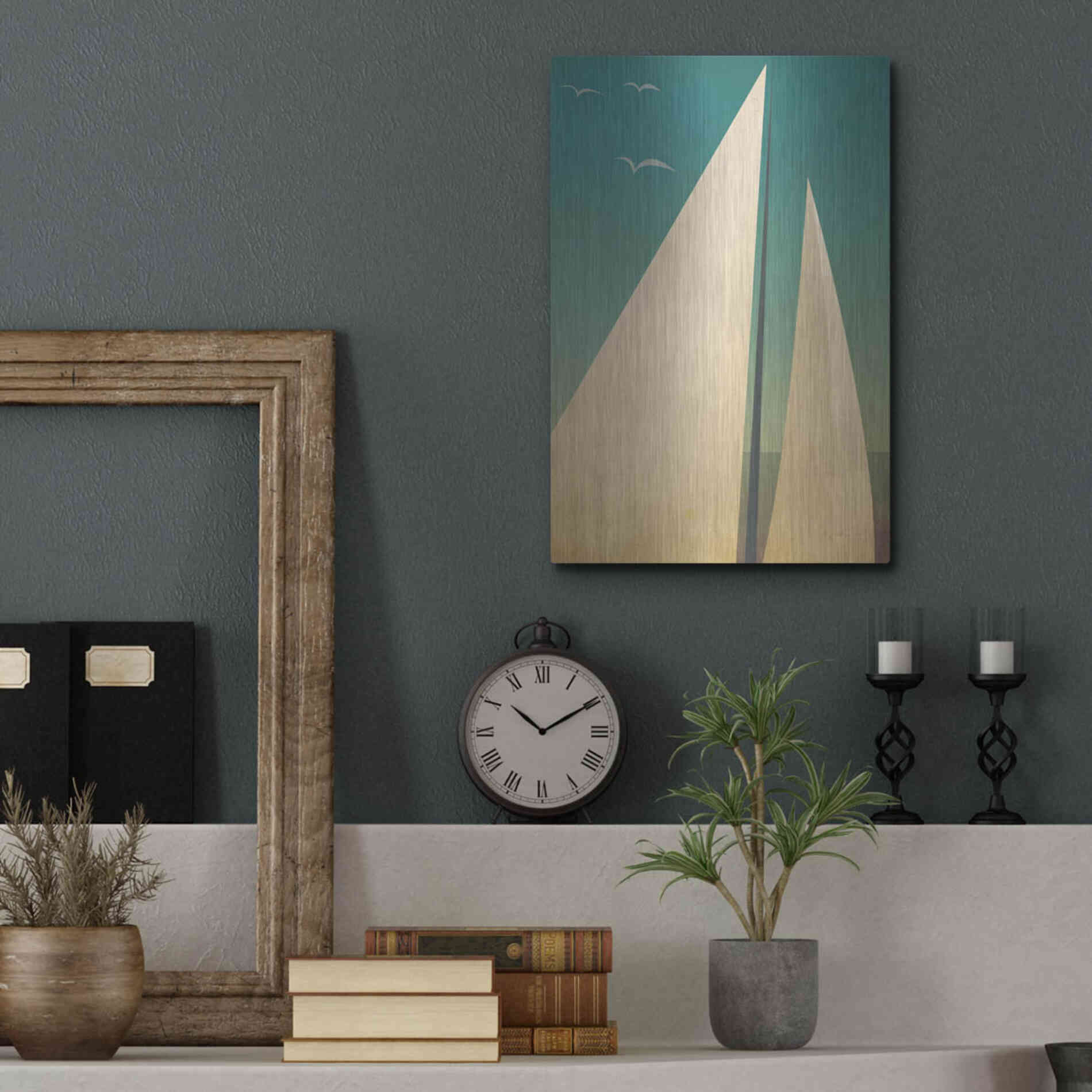 Luxe Metal Art 'Sails I' by Ryan Fowler, Metal Wall Art,12x16