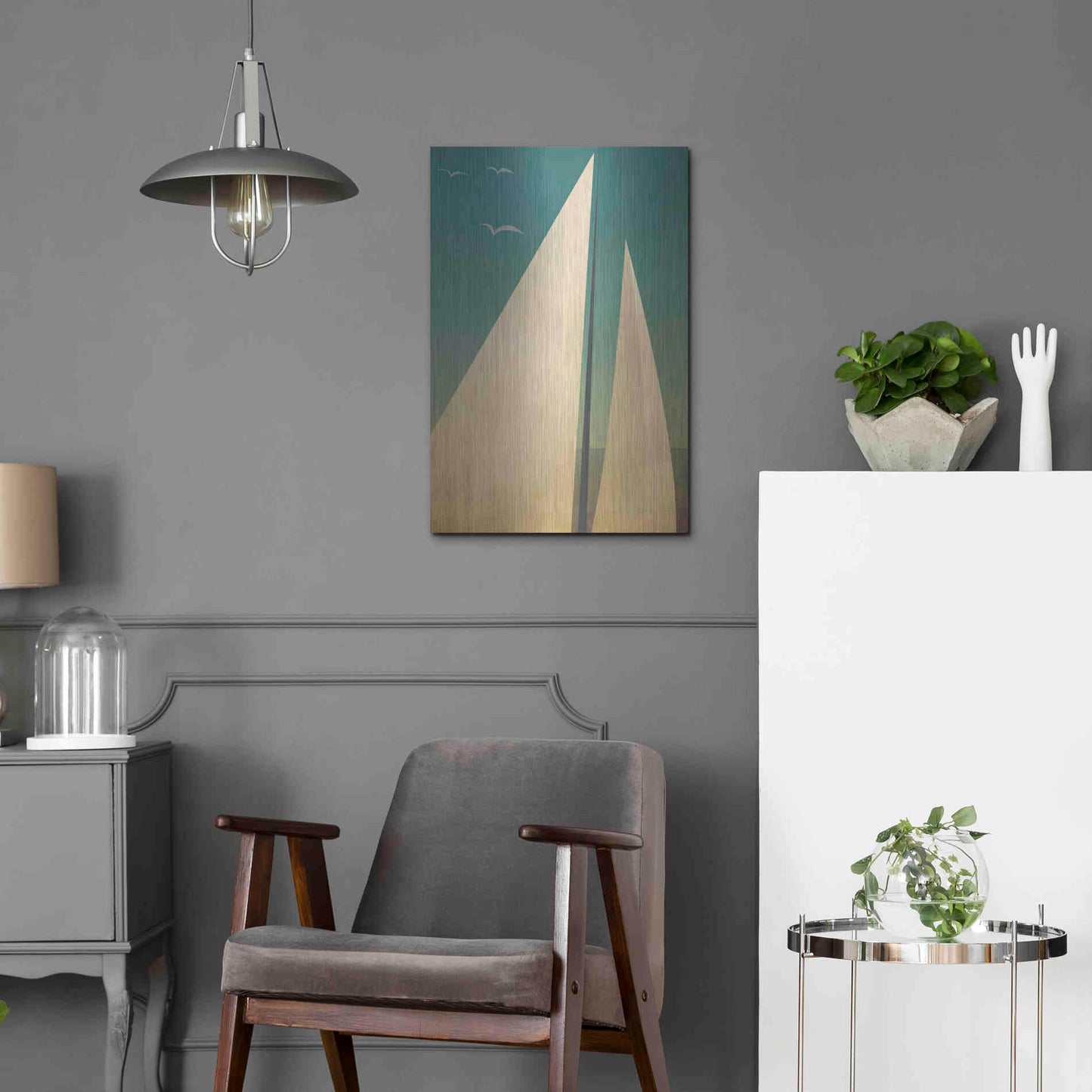 Luxe Metal Art 'Sails I' by Ryan Fowler, Metal Wall Art,16x24